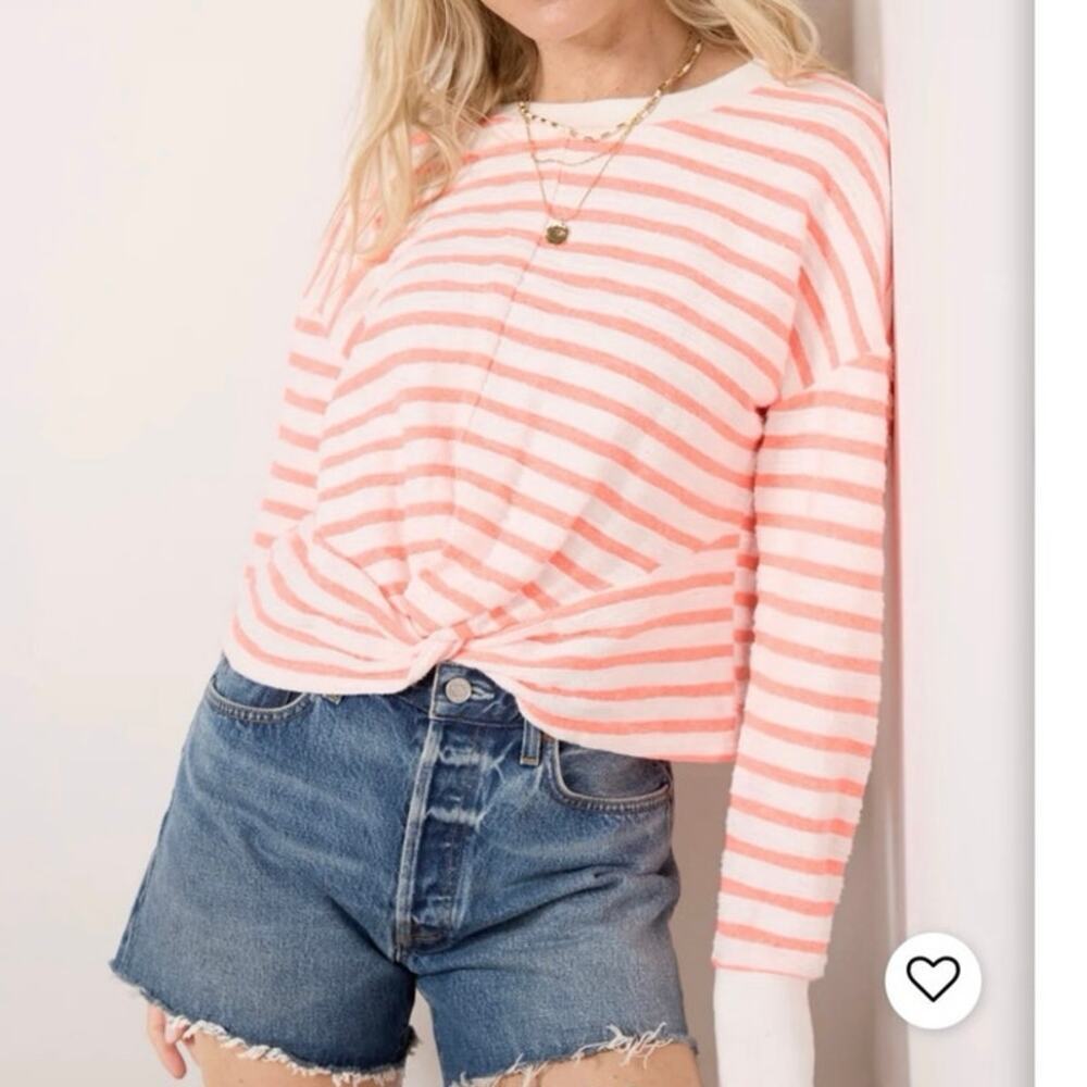 Evereve Pink and White Striped Blouse